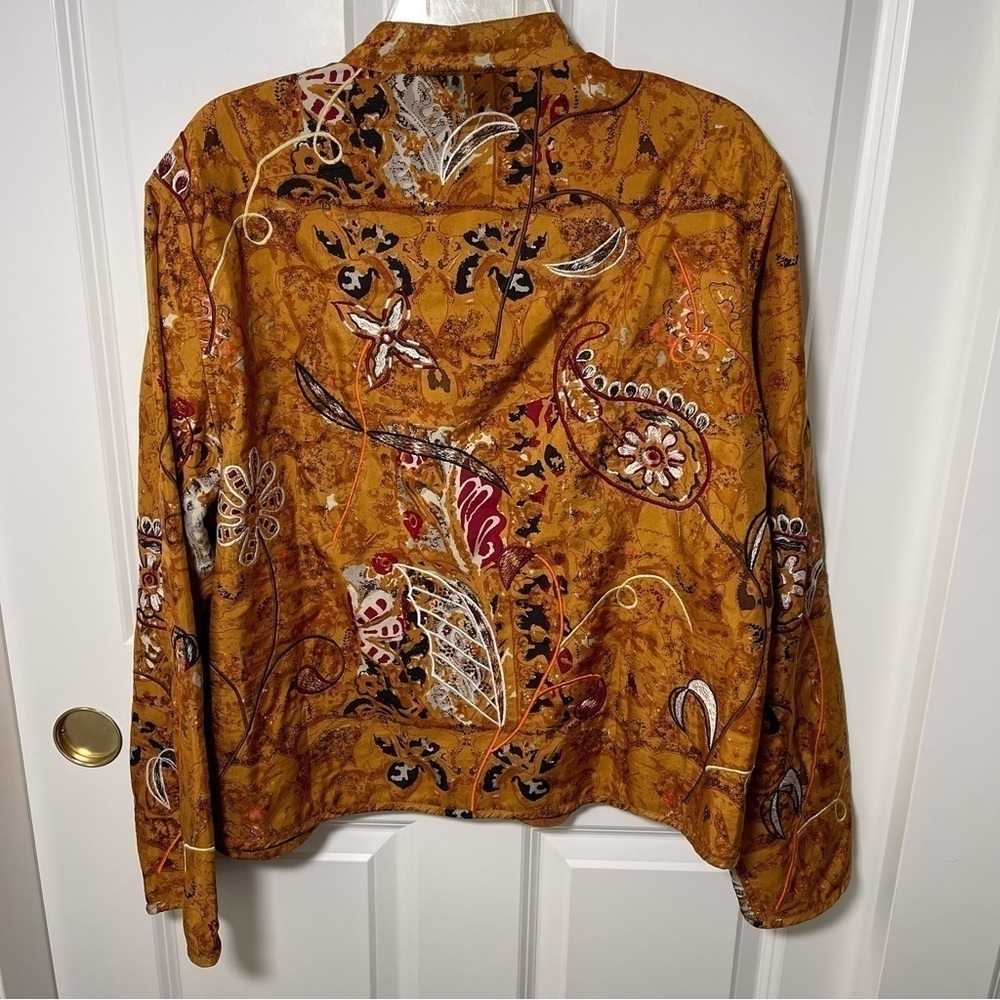 Anu by Natural Silk Embroidered Beaded Open Jacket Mandarin Neckline Large - Picture 10 of 16